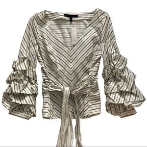 WHBM Poplin Blouse w/Ruffle Bell Sleeve